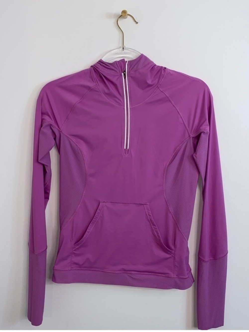 Lululemon Sleek Performance 1/2 Zip Hood Magenta Glow Size 4 RARE